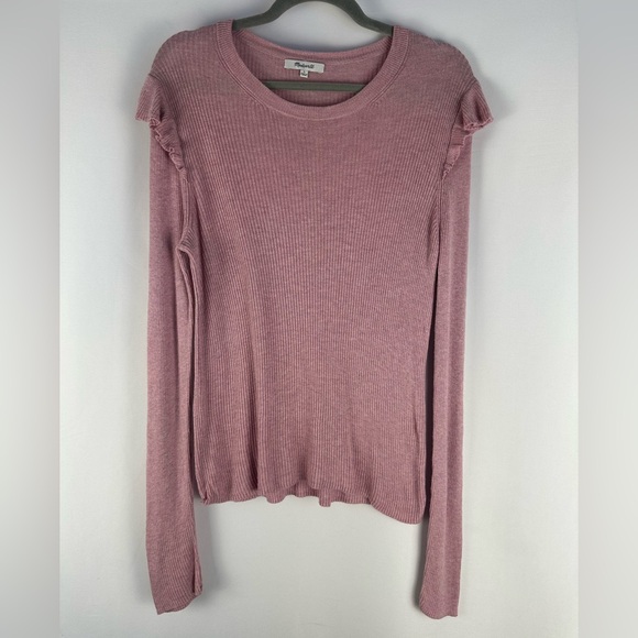 Madewell Tops - Madewell Pink Ribbed Knit Long Sleeve Shirt Top